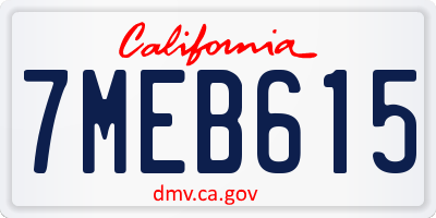CA license plate 7MEB615