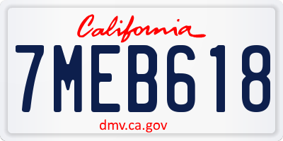 CA license plate 7MEB618