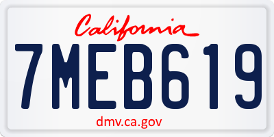 CA license plate 7MEB619
