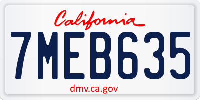 CA license plate 7MEB635