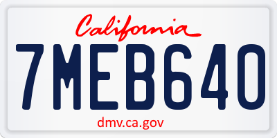 CA license plate 7MEB640