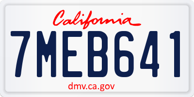 CA license plate 7MEB641