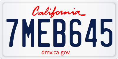 CA license plate 7MEB645