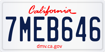 CA license plate 7MEB646