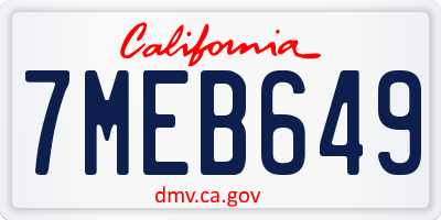 CA license plate 7MEB649