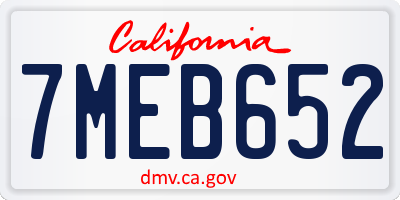 CA license plate 7MEB652