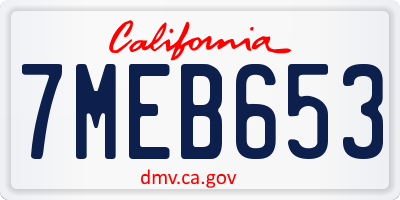 CA license plate 7MEB653