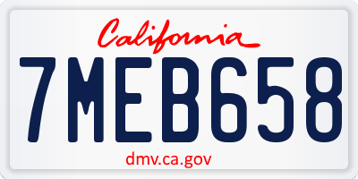 CA license plate 7MEB658