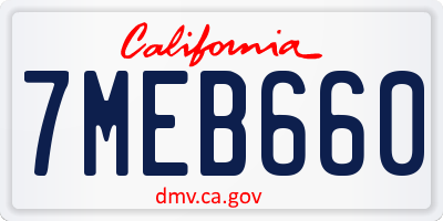 CA license plate 7MEB660