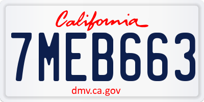 CA license plate 7MEB663