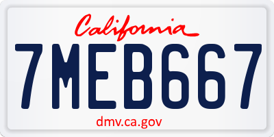 CA license plate 7MEB667