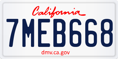 CA license plate 7MEB668