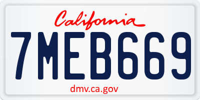 CA license plate 7MEB669