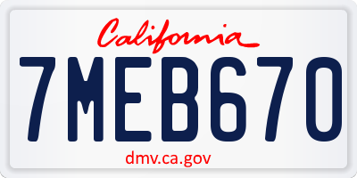 CA license plate 7MEB670