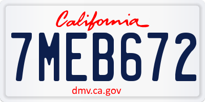 CA license plate 7MEB672