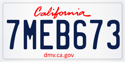 CA license plate 7MEB673