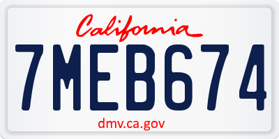 CA license plate 7MEB674
