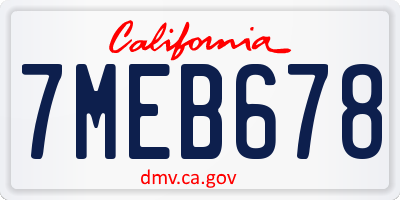 CA license plate 7MEB678