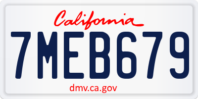 CA license plate 7MEB679