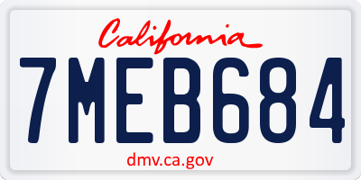 CA license plate 7MEB684