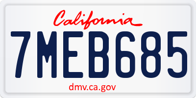 CA license plate 7MEB685