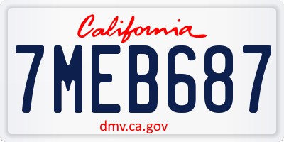 CA license plate 7MEB687