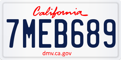 CA license plate 7MEB689