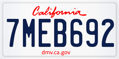 CA license plate 7MEB692