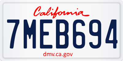 CA license plate 7MEB694