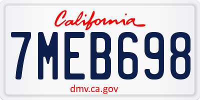 CA license plate 7MEB698