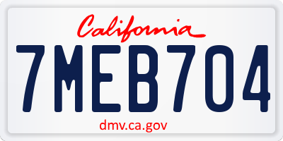 CA license plate 7MEB704