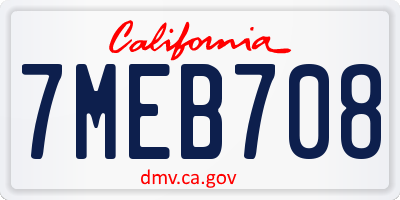 CA license plate 7MEB708