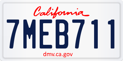 CA license plate 7MEB711