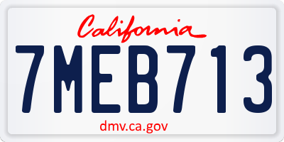 CA license plate 7MEB713