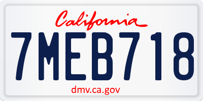 CA license plate 7MEB718