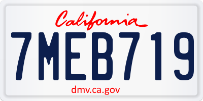 CA license plate 7MEB719