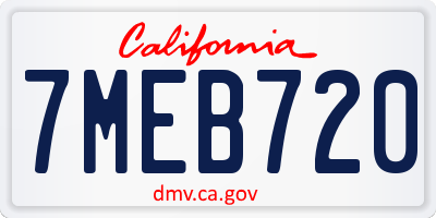 CA license plate 7MEB720