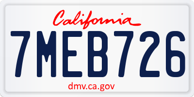 CA license plate 7MEB726
