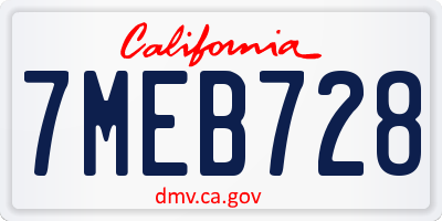 CA license plate 7MEB728
