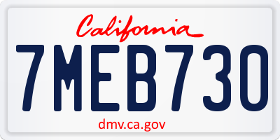 CA license plate 7MEB730
