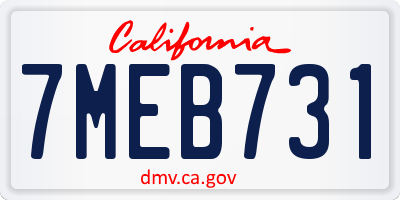 CA license plate 7MEB731
