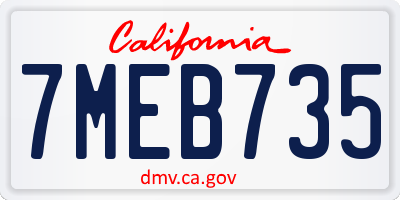 CA license plate 7MEB735