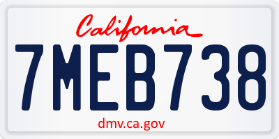 CA license plate 7MEB738
