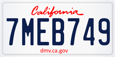 CA license plate 7MEB749