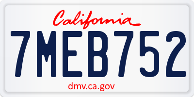 CA license plate 7MEB752
