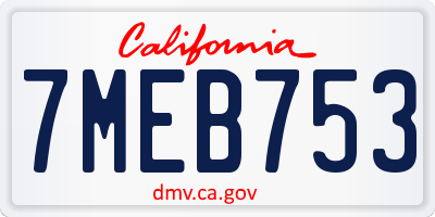 CA license plate 7MEB753