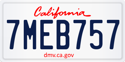 CA license plate 7MEB757