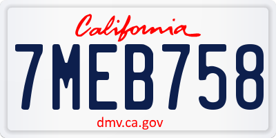 CA license plate 7MEB758