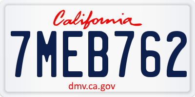 CA license plate 7MEB762