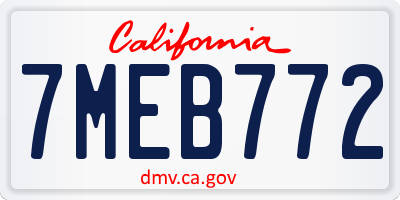 CA license plate 7MEB772